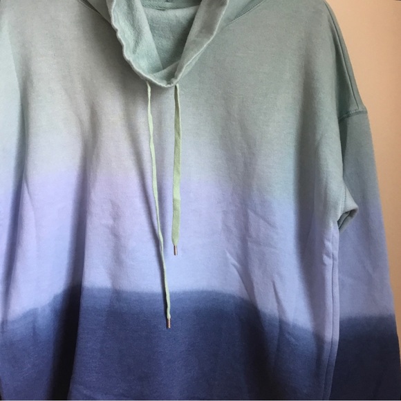 Chaps Spring Denim Blue Cowl Neck Ombré Sweatshirt - Picture 5 of 7